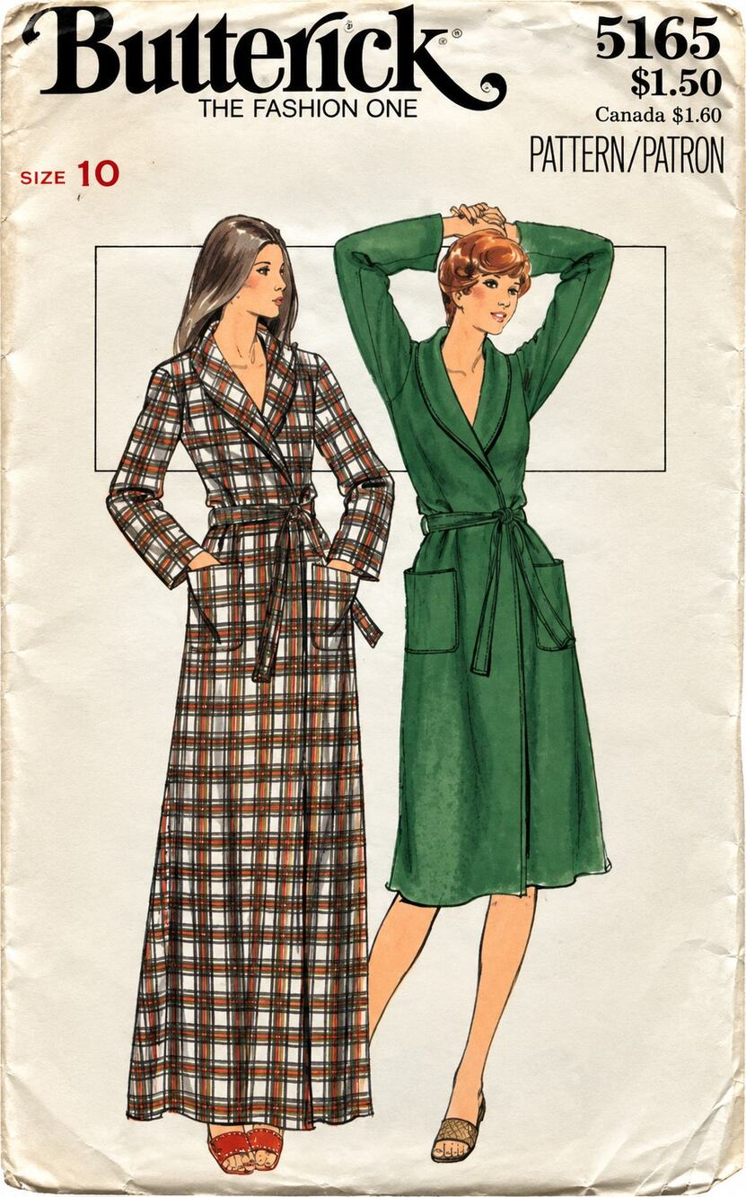 Vintage 70's Butterick 5165 Sewing Pattern Bathrobe Robe Size 10 Uncut